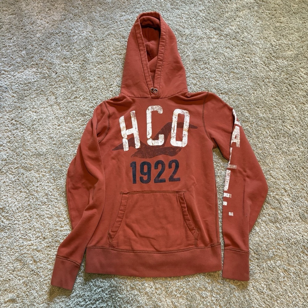 Hollister Hoodie Vintage Seagull 1922 Men's L Orange Y2K Pullover